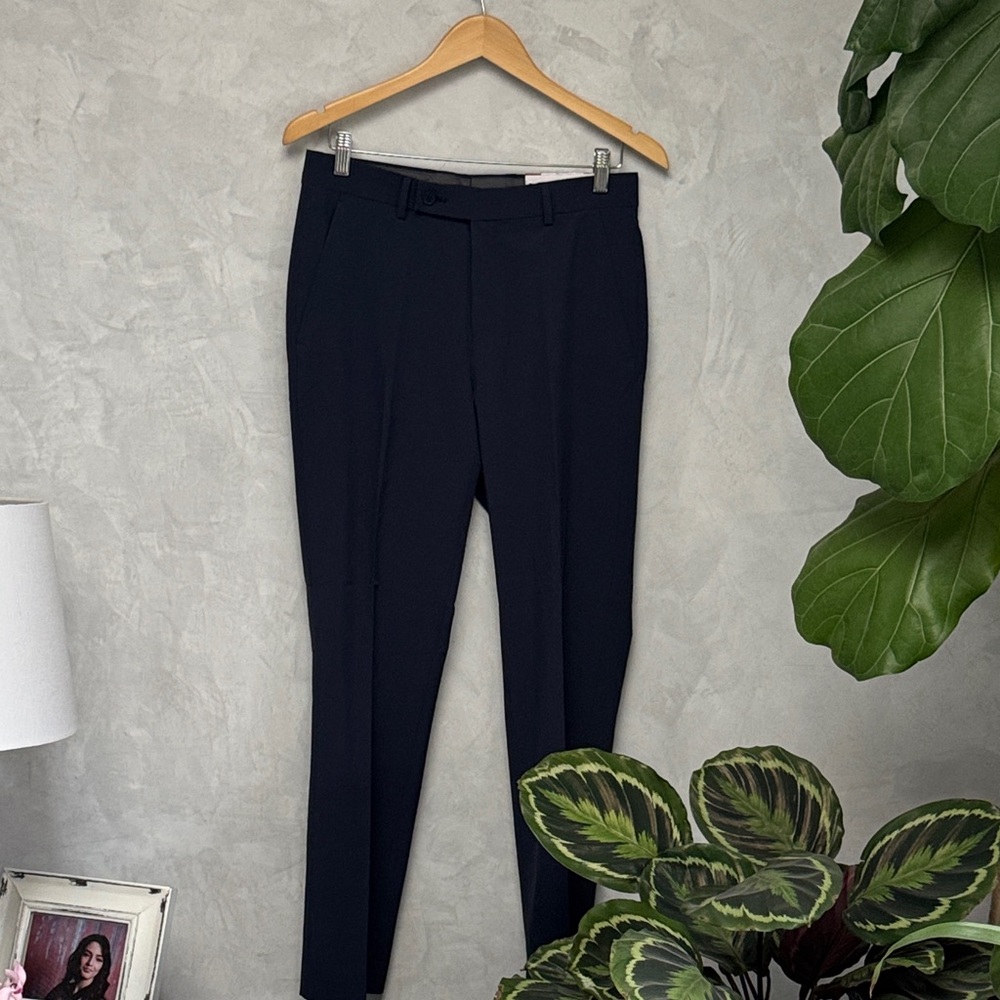 Calvin Klein Navy Blue Slim Fit Dress Pants